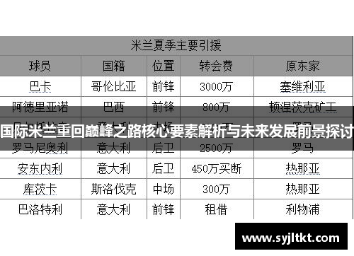 国际米兰重回巅峰之路核心要素解析与未来发展前景探讨